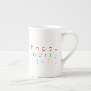 Taza De Porcelana FELIZ MERRY JOLLY Bone China Mug