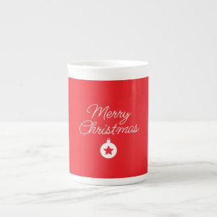 Taza De Porcelana Feliz Navidad Clásica Única Llanura Minimalista