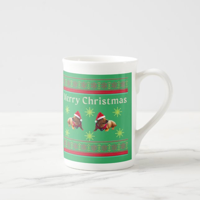 Taza De Porcelana Feliz Navidad Estrella de Perros Diseño Sugestivo  (Derecha)