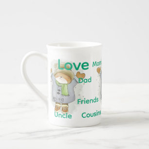 Taza De Porcelana Feliz Navidad Familia de Ratones Amor Amigos