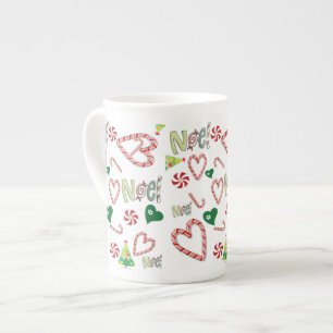 Taza De Porcelana Feliz Navidad, Noel Bone China Mug
