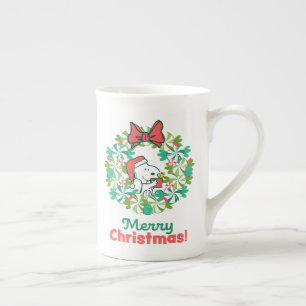 Taza De Porcelana Feliz Navidad Peppermination Wreath