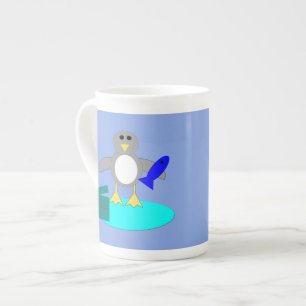 Taza De Porcelana Feliz Navidad Pescando Pingüino Mug