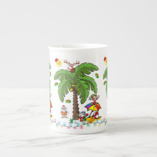 Taza De Porcelana Feliz Navidad Santa Claus Party de Playa