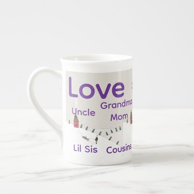 Taza De Porcelana Feliz Navidad Trineo de Nieve  (Izquierda)
