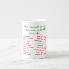 Taza De Porcelana Feliz Navidad y café en diferentes idiomas