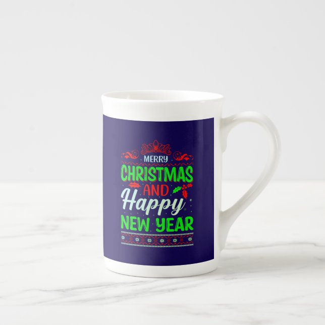 Taza De Porcelana Feliz Navidad Y Feliz Año Nuevo-61064 (Derecha)