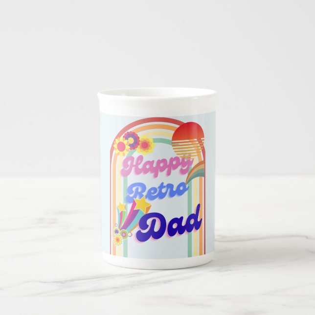 Taza De Porcelana Feliz papá retro (Frente)
