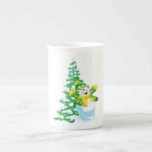 Taza De Porcelana Feliz Personalizado de Snowman