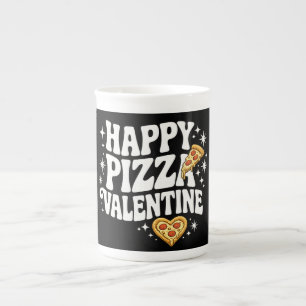 Taza De Porcelana Feliz Pizza San Valentín Diseño Divertido de Pizza