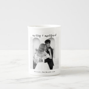 Taza De Porcelana Feliz y Casado - Navidad Personalizada para Recién