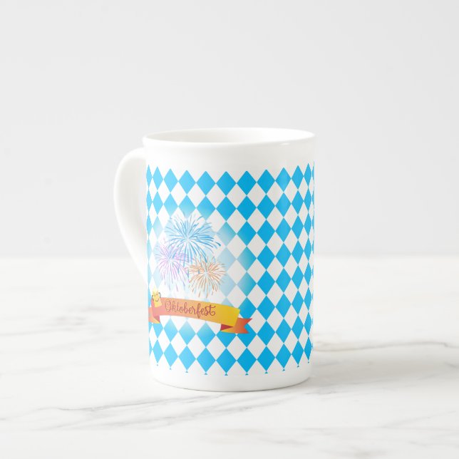 Taza De Porcelana Festival de cerveza OKTOBERFEST Bandera azul bávar (Izquierda)