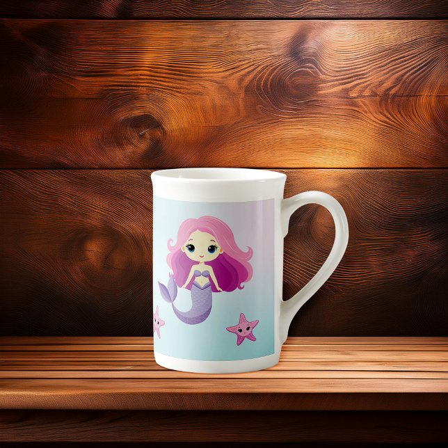Taza De Porcelana Fiesta de cumpleaños del Chica de la Sirena Cuta (Subido por el creador)