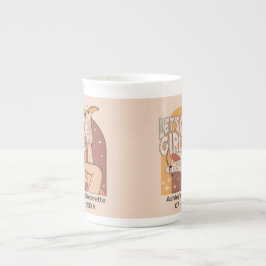 Taza De Porcelana Fiesta de soltera rodeo rosa pastel retro