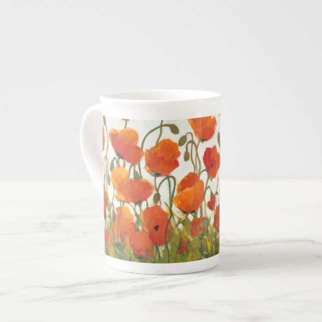 Taza De Porcelana Filas de Poppies I (Izquierda)