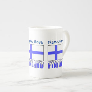 Taza De Porcelana Finlandia Bandera Finlandesa Azul Personalización 