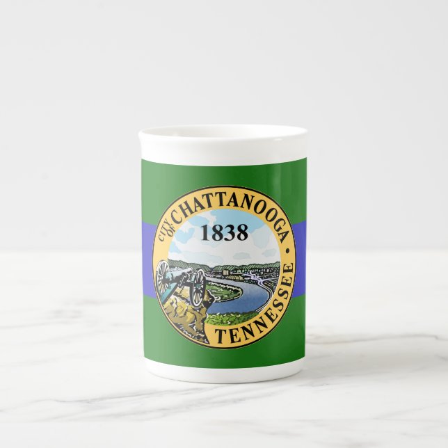 Taza De Porcelana Flag of Chattanooga, Tennessee Bone China Mug (Frente)