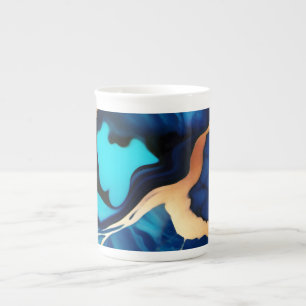Taza De Porcelana Flamante dorado azul trenzado