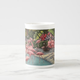 Taza De Porcelana Flamboyancia de Flamingos Mug