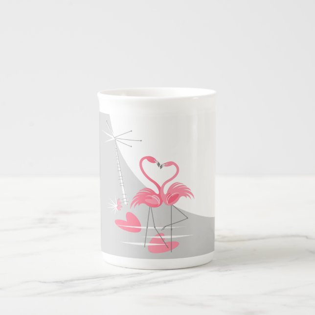 Taza De Porcelana Flamingo Love Large Moon mug bone china (Frente)