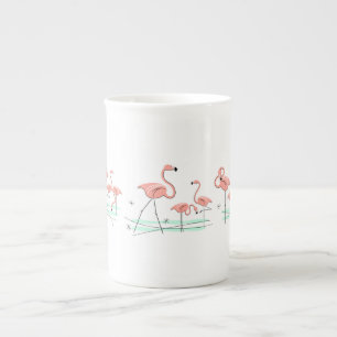 Taza De Porcelana Flamingo Ocean Multi Large bone china mug