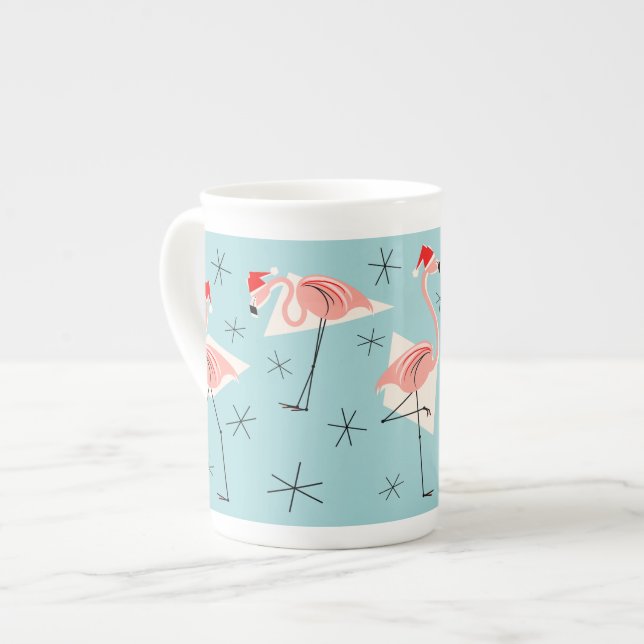 Taza De Porcelana Flamingo Santas Blue bone china (Izquierda)