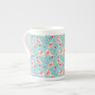 Taza De Porcelana Flamingo Santas Blue Multi bone china