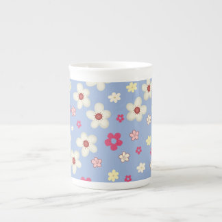 Taza De Porcelana fleurs printanières sur fond bleu