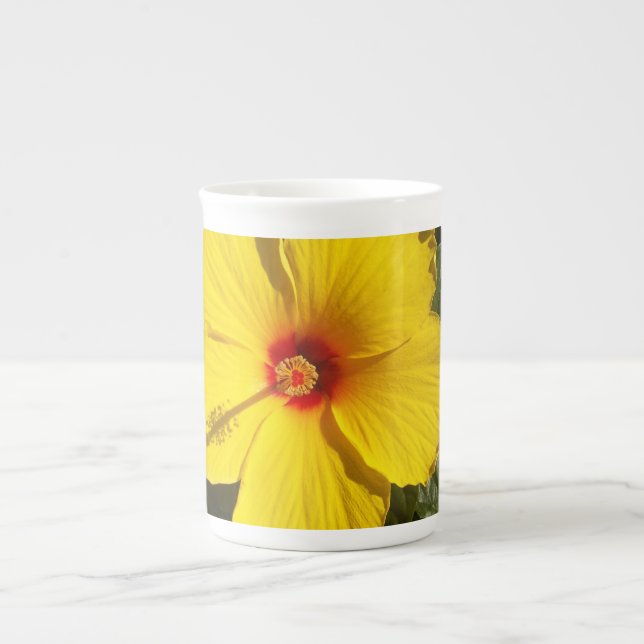 Taza De Porcelana Flor amarilla hibiscus (Frente)