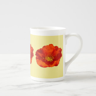Taza De Porcelana Flor colorida de adormidera roja de Alaska