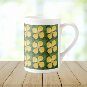 Taza De Porcelana Flor de amapola amarilla Celandina