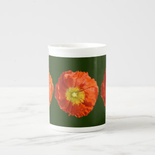 Taza De Porcelana Flor de amapola Naranja brillante