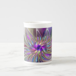 Taza De Porcelana Flor de arte fractal enérgica y colorida