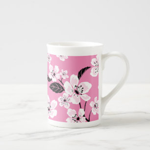 TAZA DE PORCELANA FLOR DE CEREZO - SAKURA (ROSA CLARO)