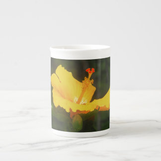 Taza De Porcelana Flor de Hibisco Naranja
