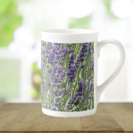 Taza De Porcelana Flor de lavanda morada floral
