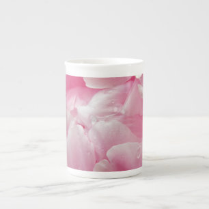 Taza De Porcelana Flor de peonía rosa floreciente con rocío