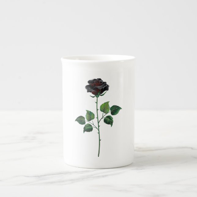 Taza De Porcelana Flor de rosa negra (Frente)
