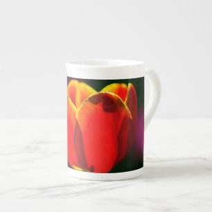 Taza De Porcelana Flor de tulipán rojo