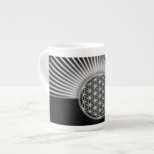 Taza De Porcelana Flor de vida / Blume des Lebens - blanco plano