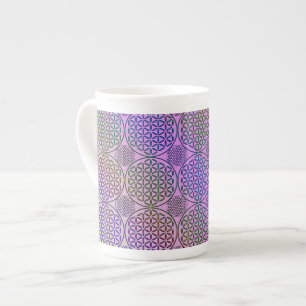 Taza De Porcelana Flor de vida - estampado de grunge de sello 3