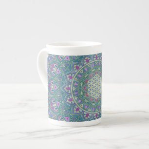 Taza De Porcelana Flor De Vida - Mandala Estilo India 1