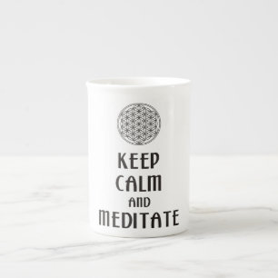 Taza De Porcelana Flor de vida - MANTENER CALMA y MEDITATE