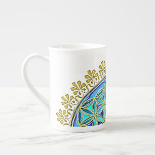 Taza De Porcelana Flor De Vida - Ornamentos De Florencia Vintage 1
