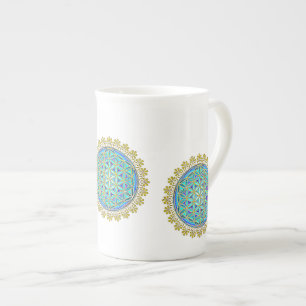 Taza De Porcelana Flor De Vida - Ornamentos De Florencia Vintage 1