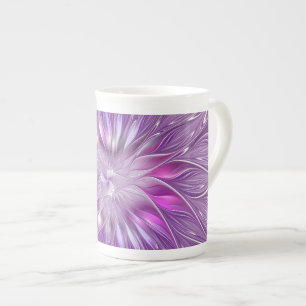 Taza De Porcelana Flor Púrpura Rosa Pasión Resumen Arte Fractal