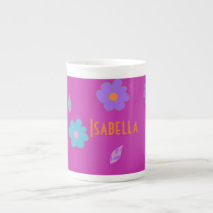 Taza De Porcelana Flor retro de Chicas pequeños