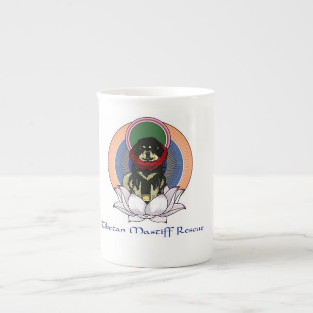 Taza De Porcelana Flor tibetana mastiff Lotus (Frente)