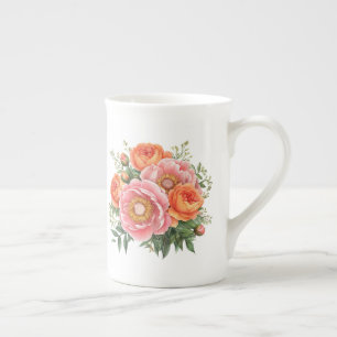Taza De Porcelana Floral 