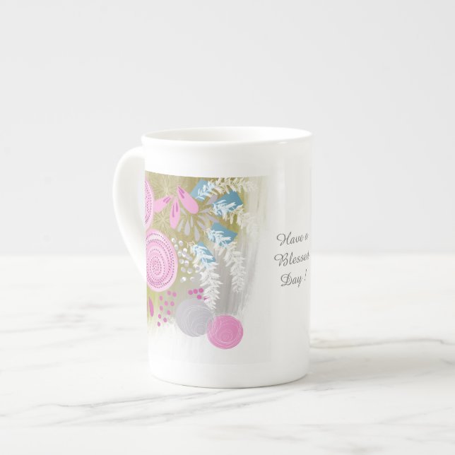 Taza De Porcelana Floral abstracta moderna (Izquierda)